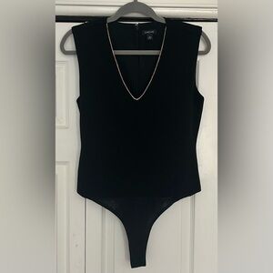 Cache Black V-Neck Bodysuit